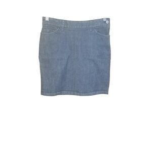 Banana Republic Womens Black Denim Mini Skirt  Side Zip And Slant Pockets Size 2